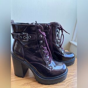 Guess Women's Purple Lace-Up Ankle Boots